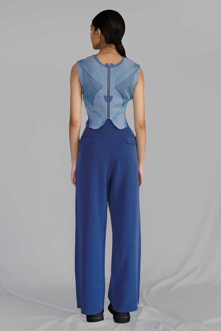 Blue Knitted panel top set