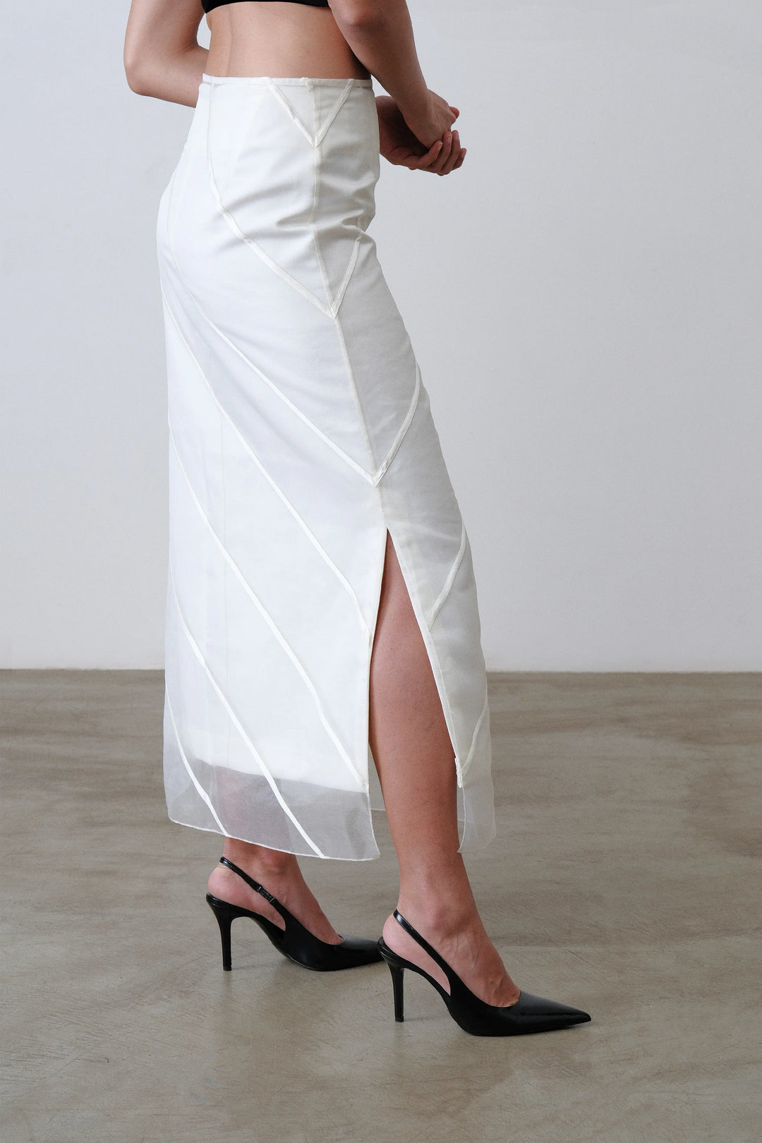 Ivory Layered Stripe Skirt