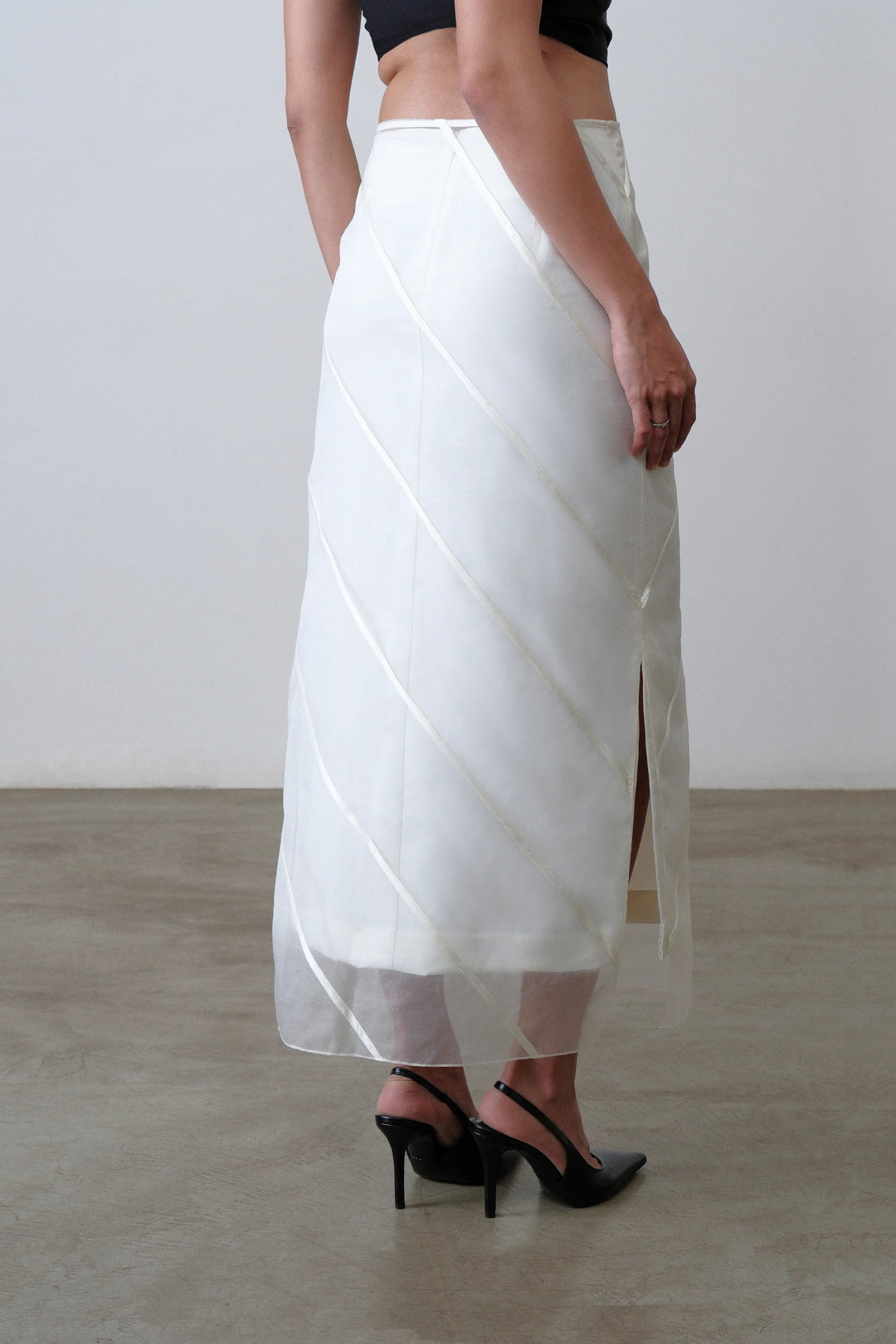 Ivory Layered Stripe Skirt