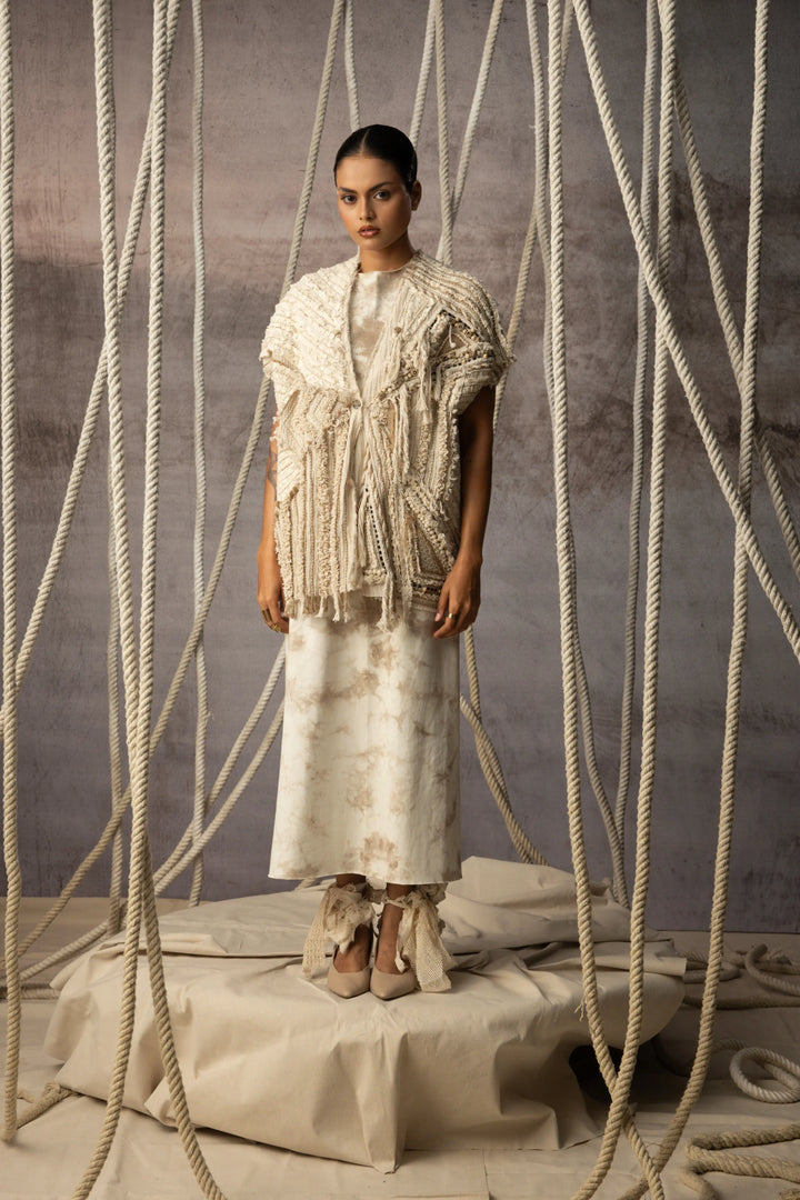 Ivory Crushed Lace Embroidered Top