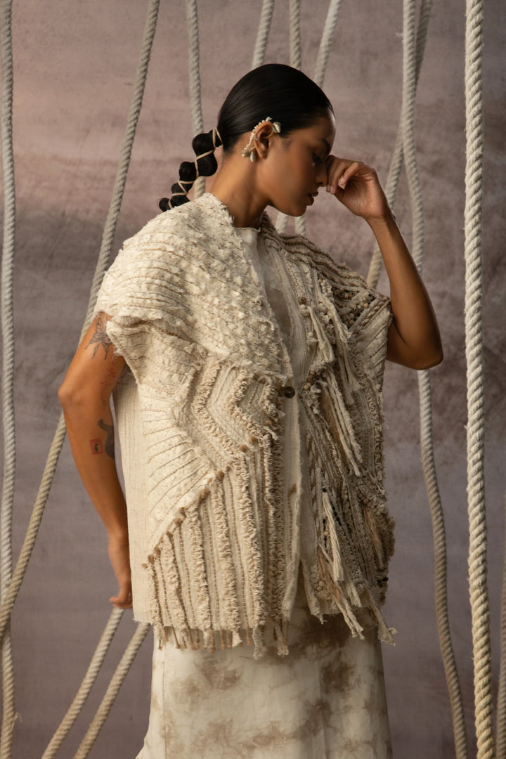 Ivory Crushed Lace Embroidered Top