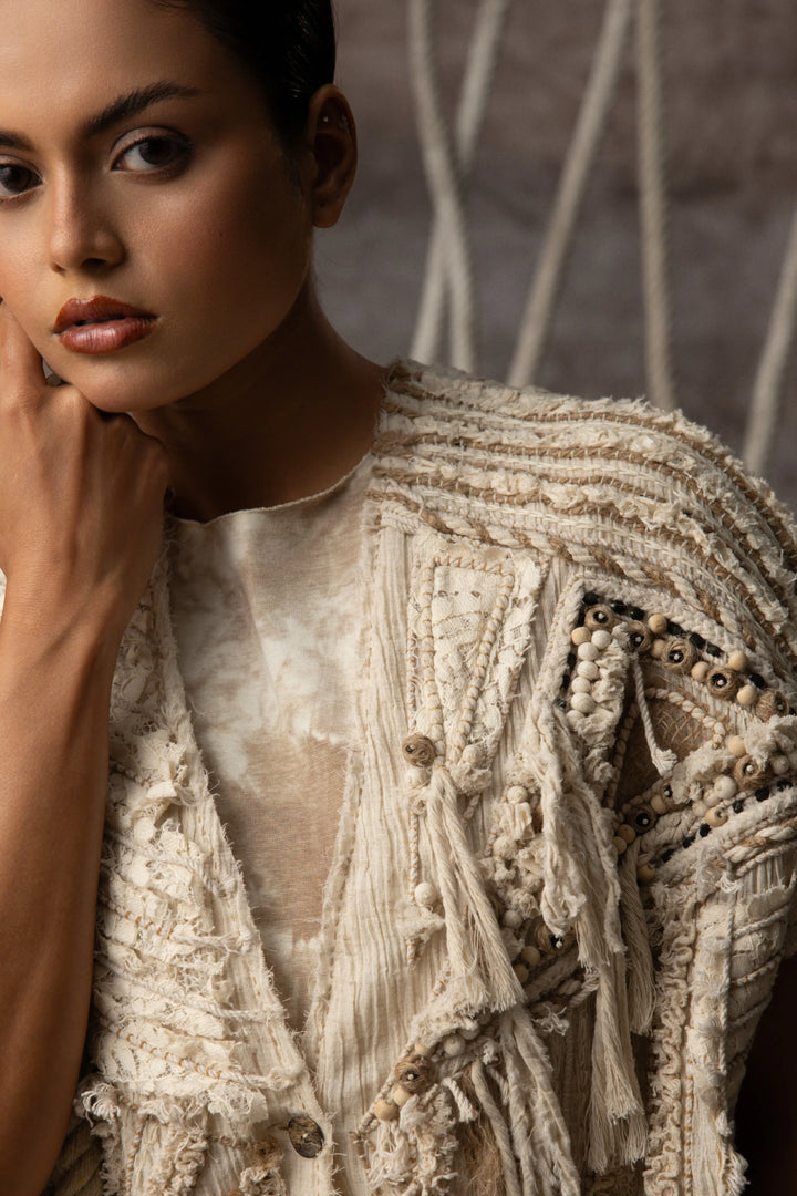 Ivory Crushed Lace Embroidered Top
