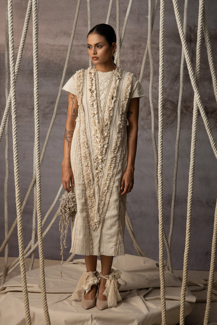 Ivory Lace Embroidered Midi