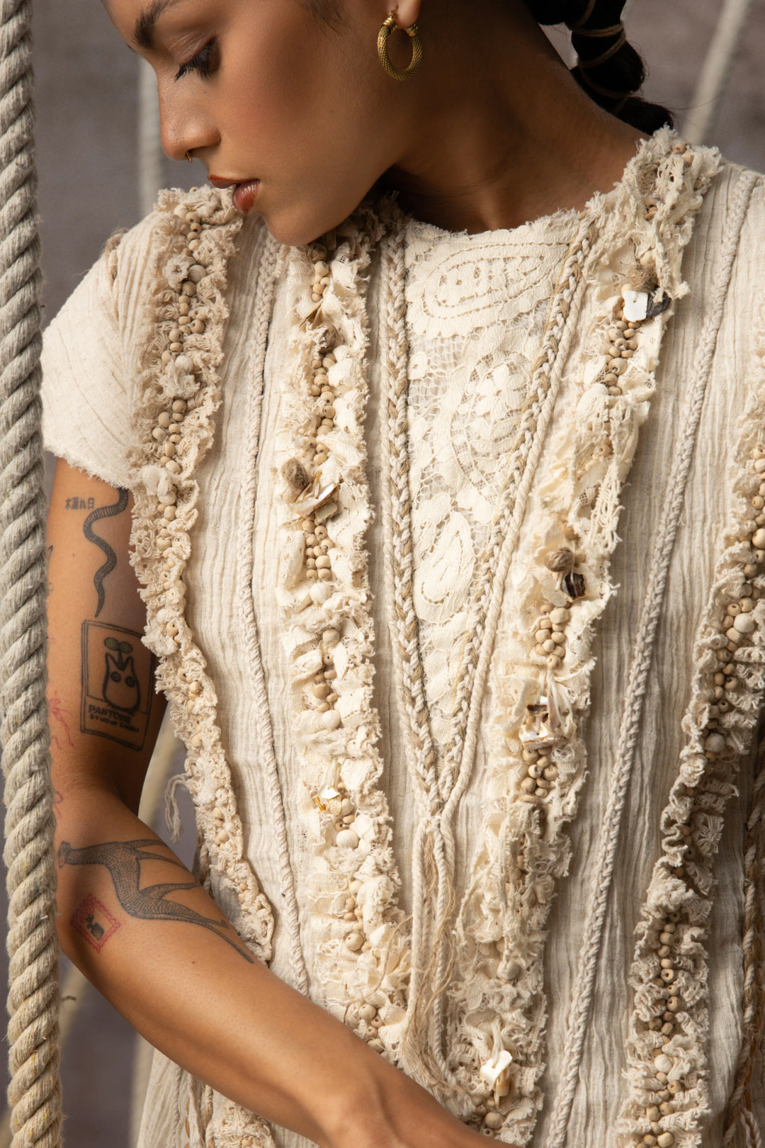 Ivory Lace Embroidered Midi