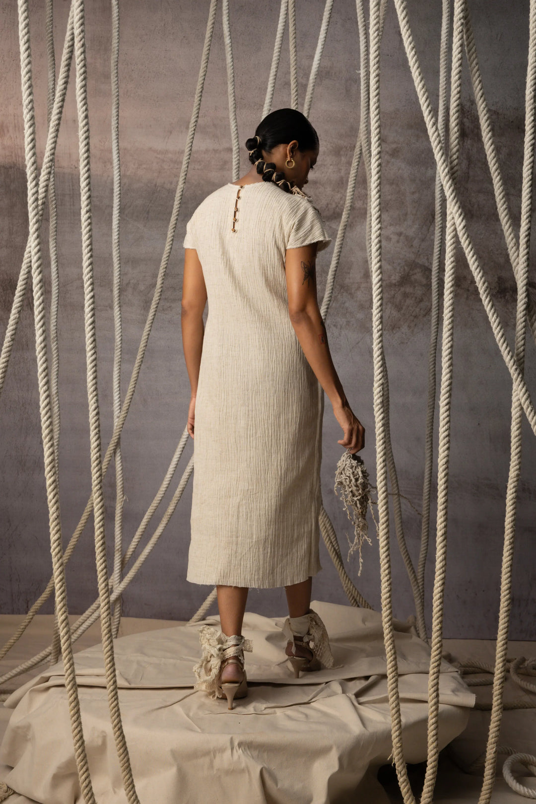 Ivory Lace Embroidered Midi