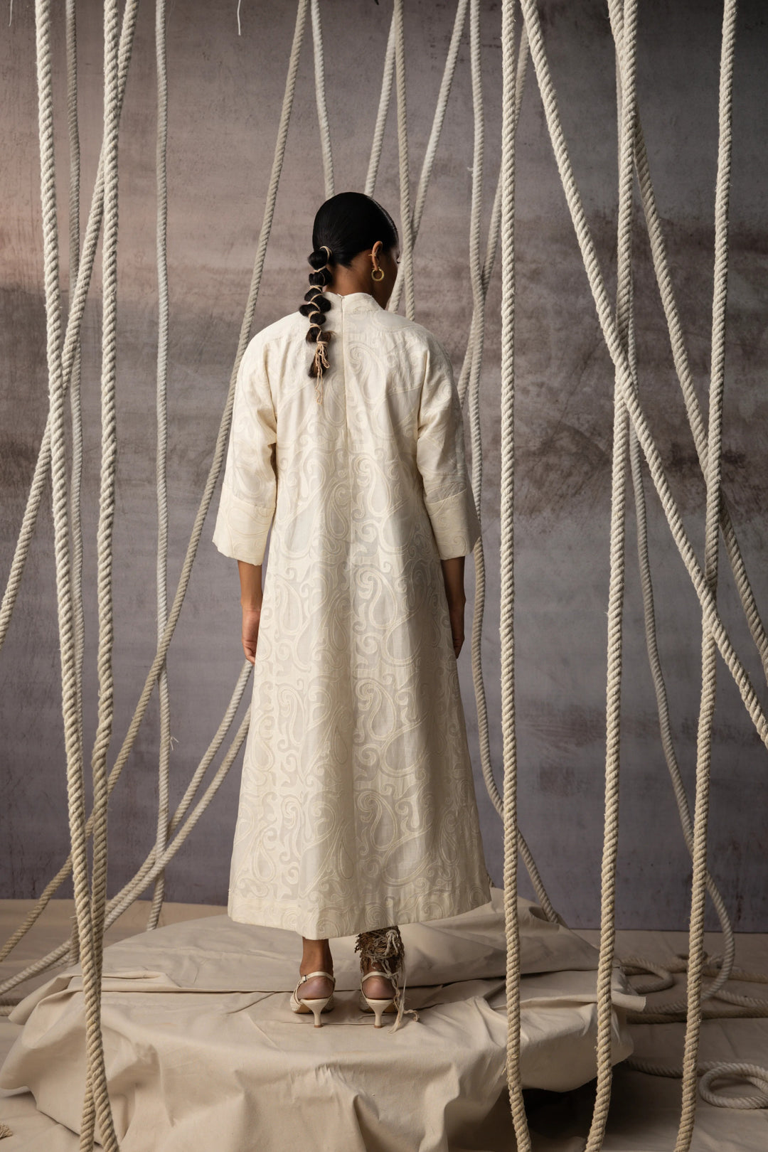 Ivory Appliqué A-Line Dress