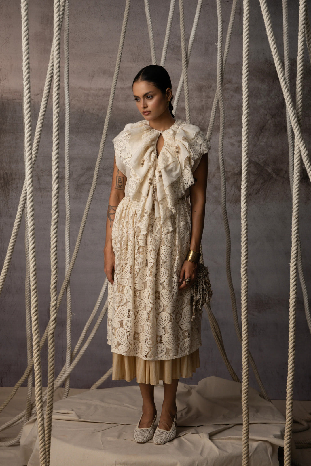 Ivory Flounce Crushed Top