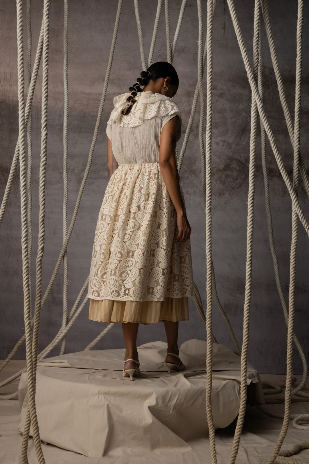 Ivory Flounce Crushed Top