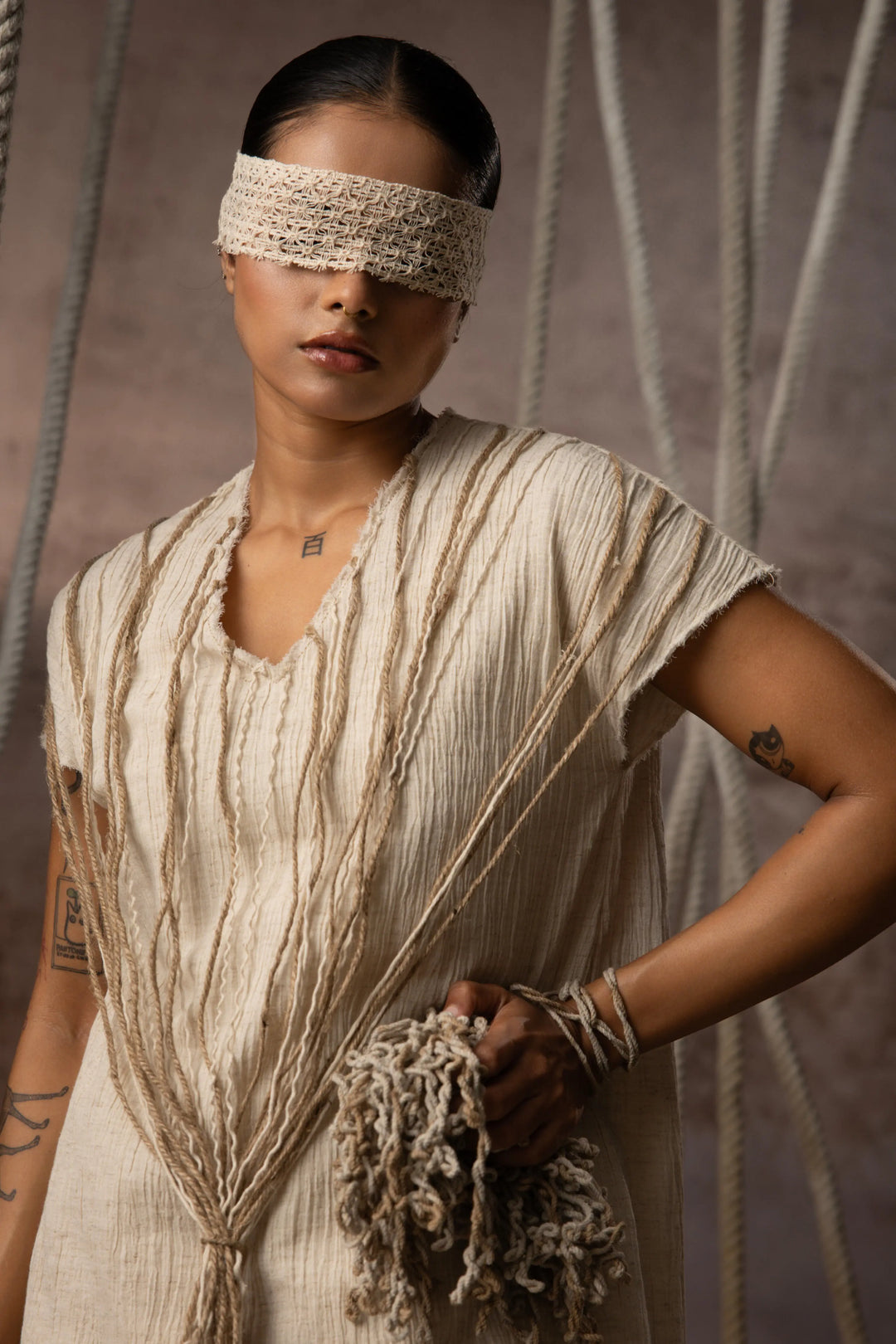 Ivory Crushed Jute-Rope Top