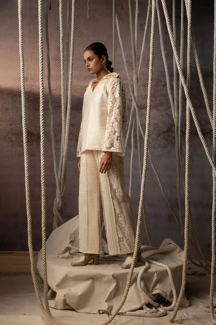 Ivory Panelled Trousers