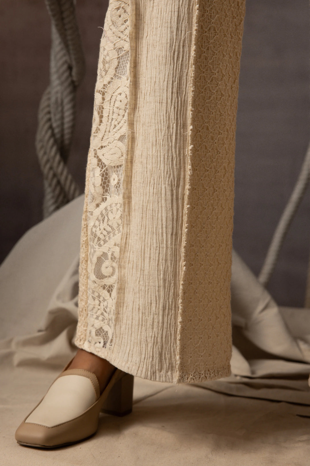 Ivory Panelled Trousers