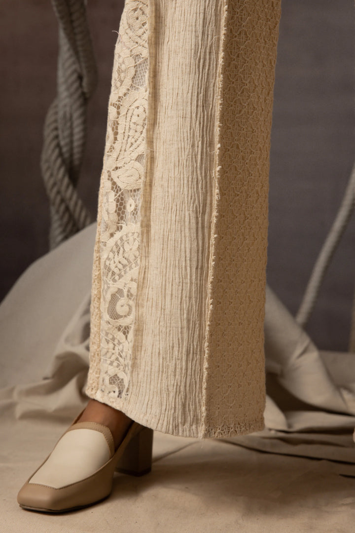 Ivory Panelled Trousers