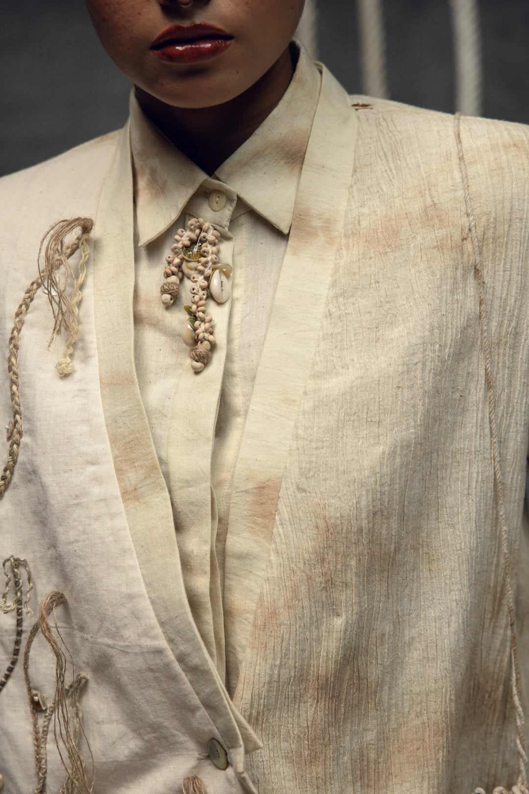 Khadi Jute Embroidered Kimono Jacket