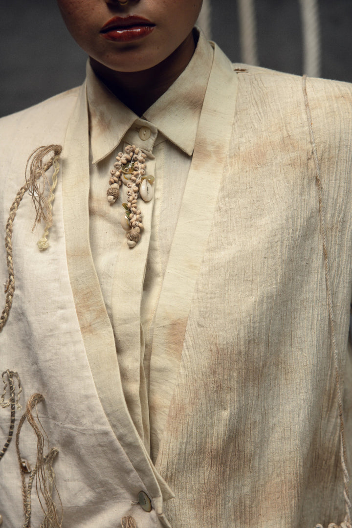 Khadi Jute Embroidered Kimono Jacket