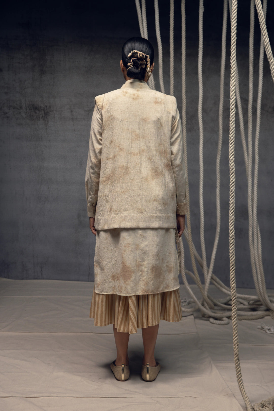 Khadi Jute Embroidered Kimono Jacket