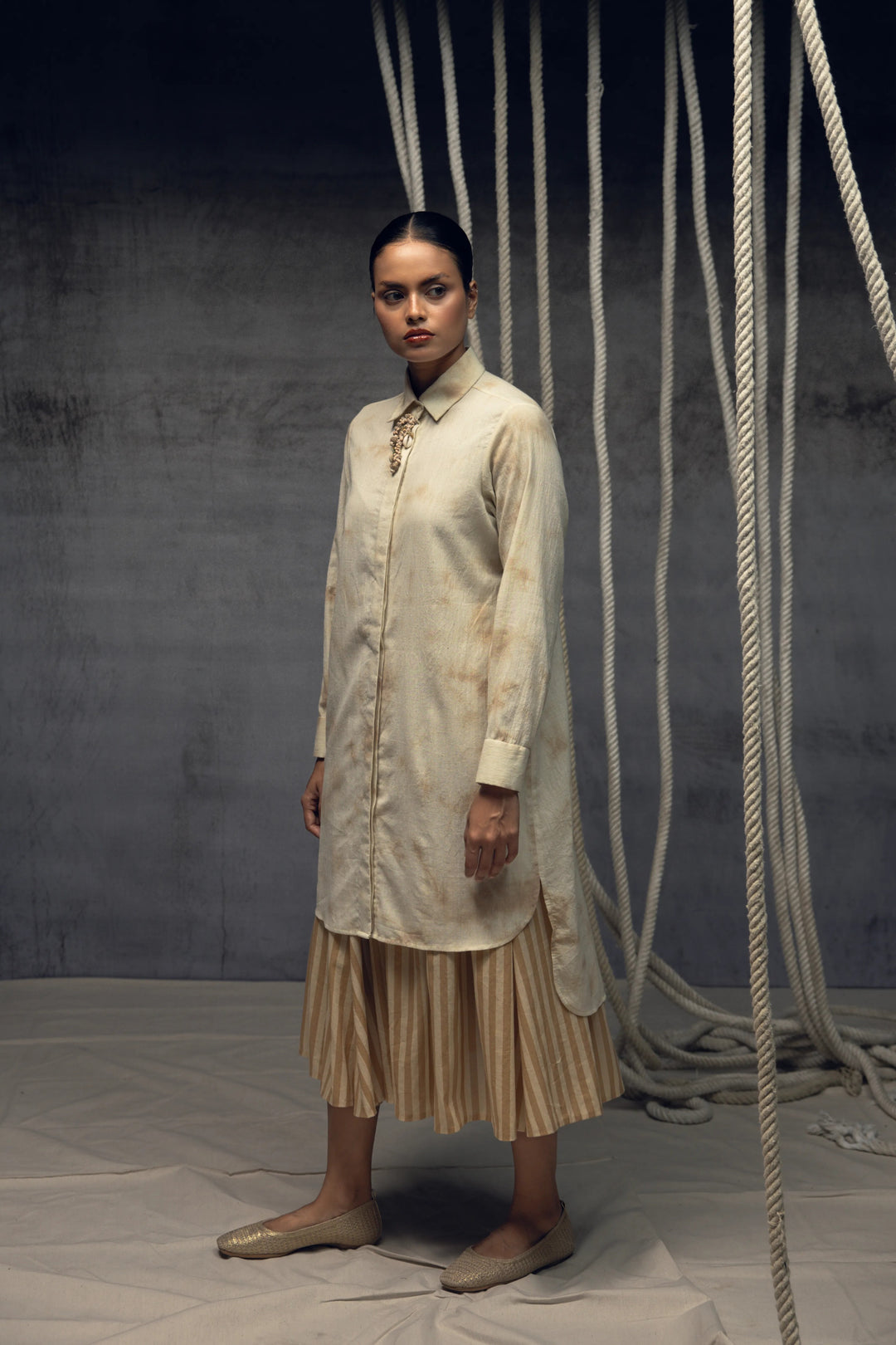 Ivory Ombré Linen Shirt