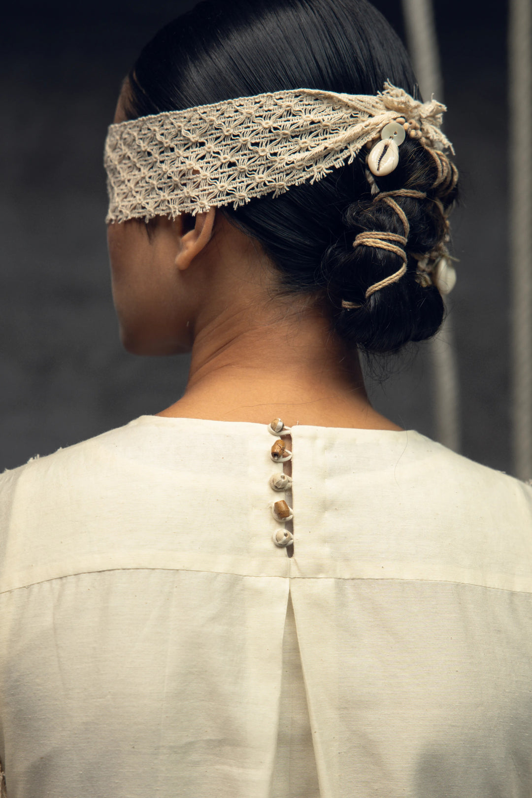 Ivory Khadi Silk Fringing Column Dress