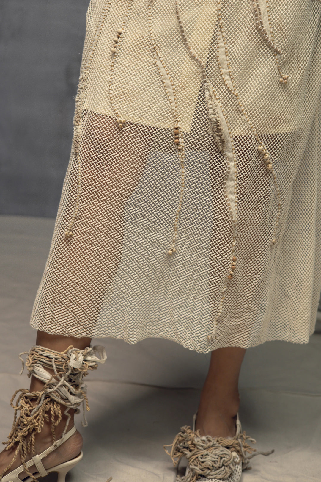 Open Mesh Embroidered Overlay Skirt
