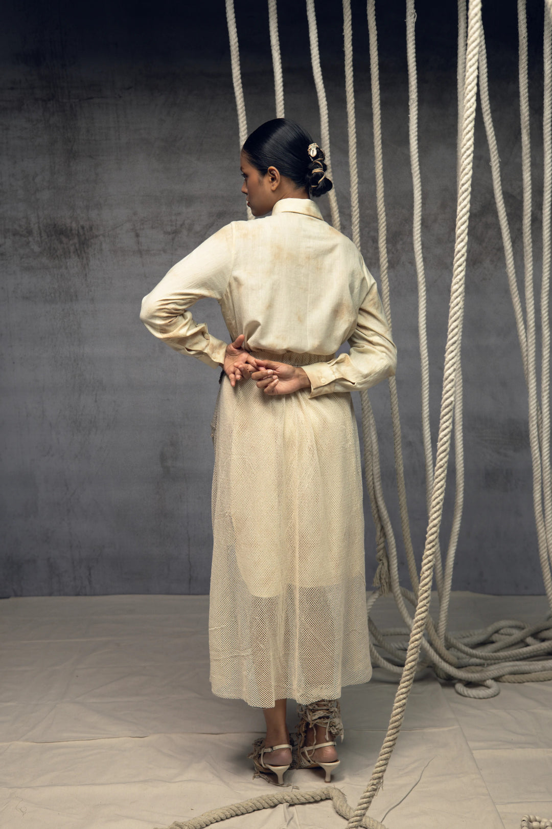 Open Mesh Embroidered Overlay Skirt