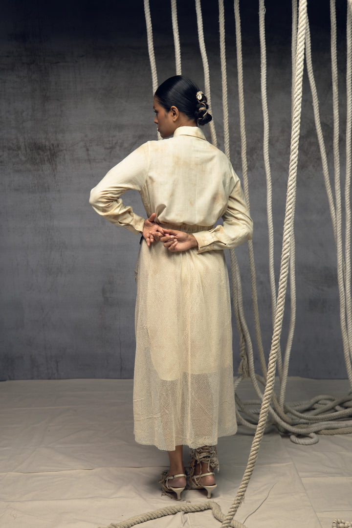 Open Mesh Embroidered Overlay Skirt