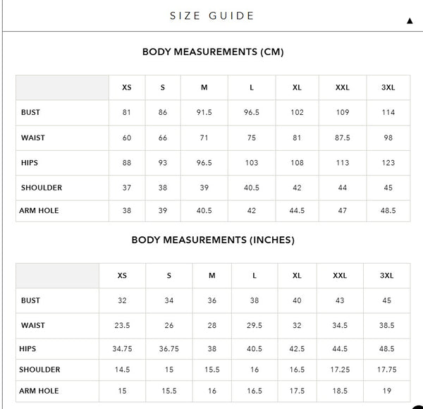 Size Chart (cm)